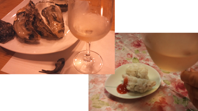 牡蠣と鱧とワイン